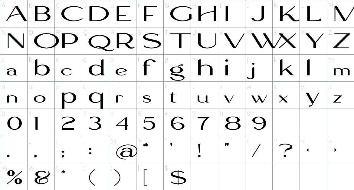 Amice font Character Map