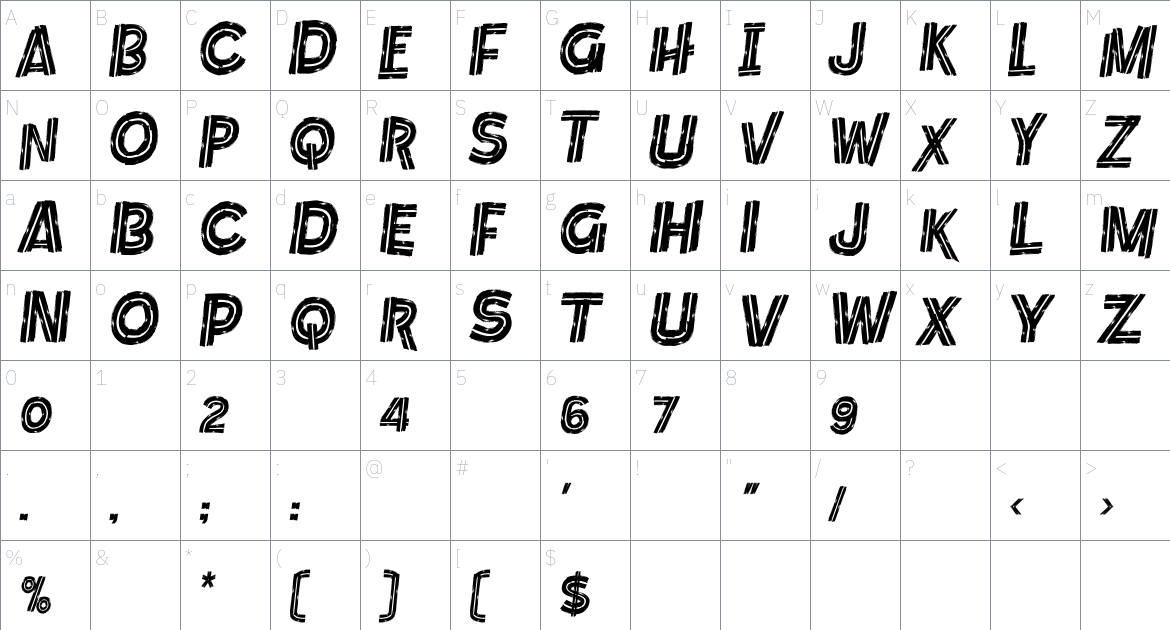 Quacks font Character Map