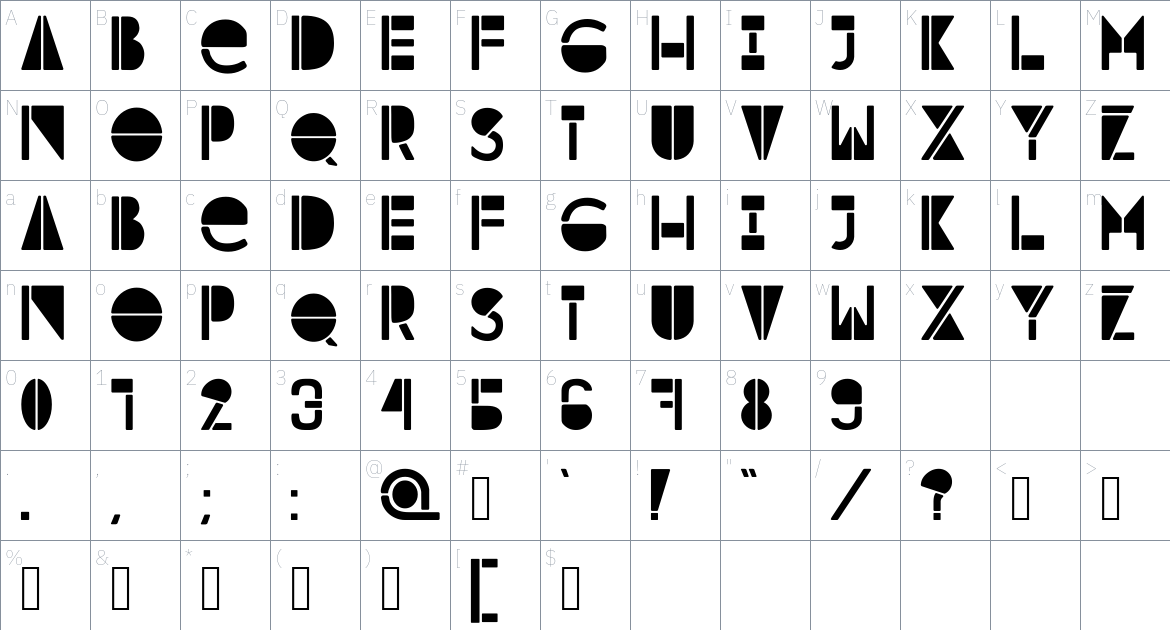 Industrial Font font Character Map