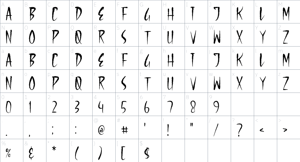 Darkside Shadow font Character Map