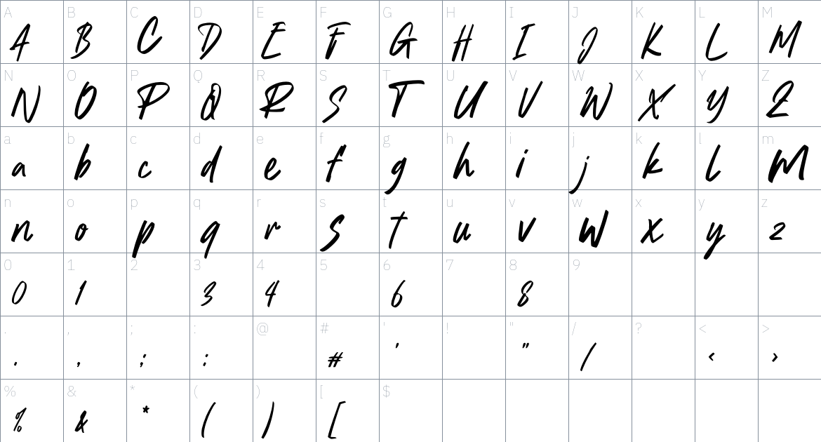 Montass font Character Map