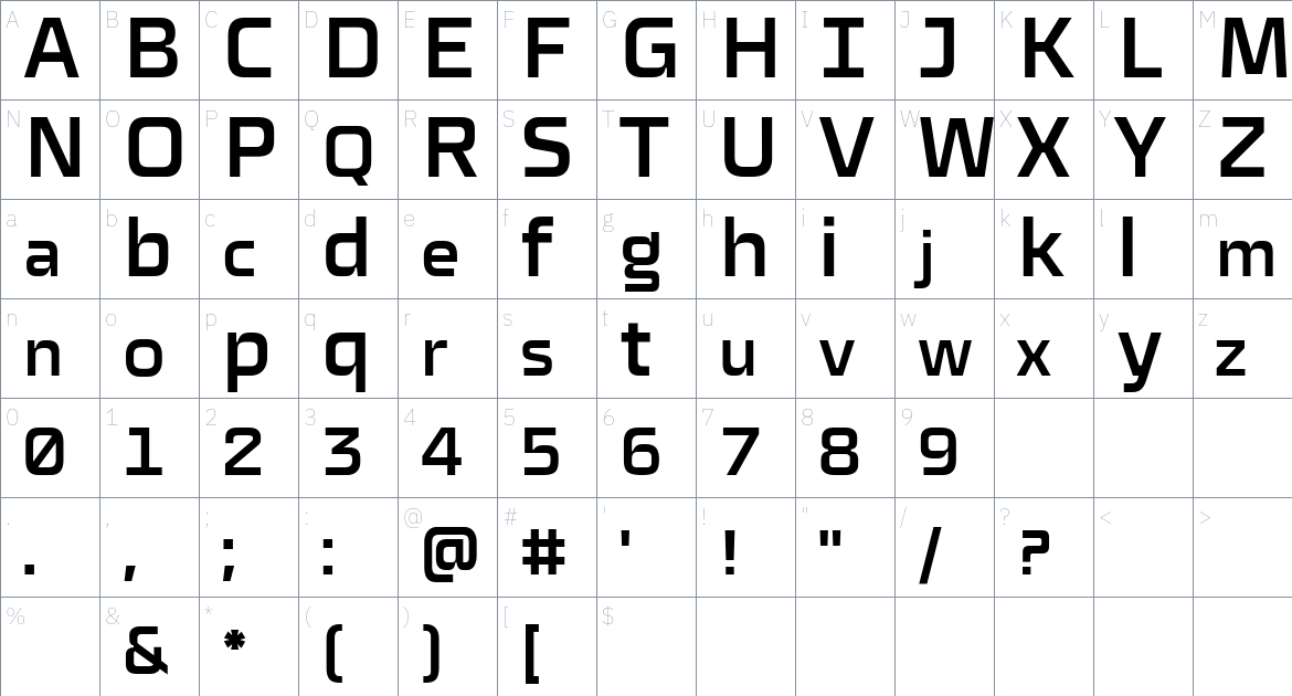 Mutua Font font Character Map