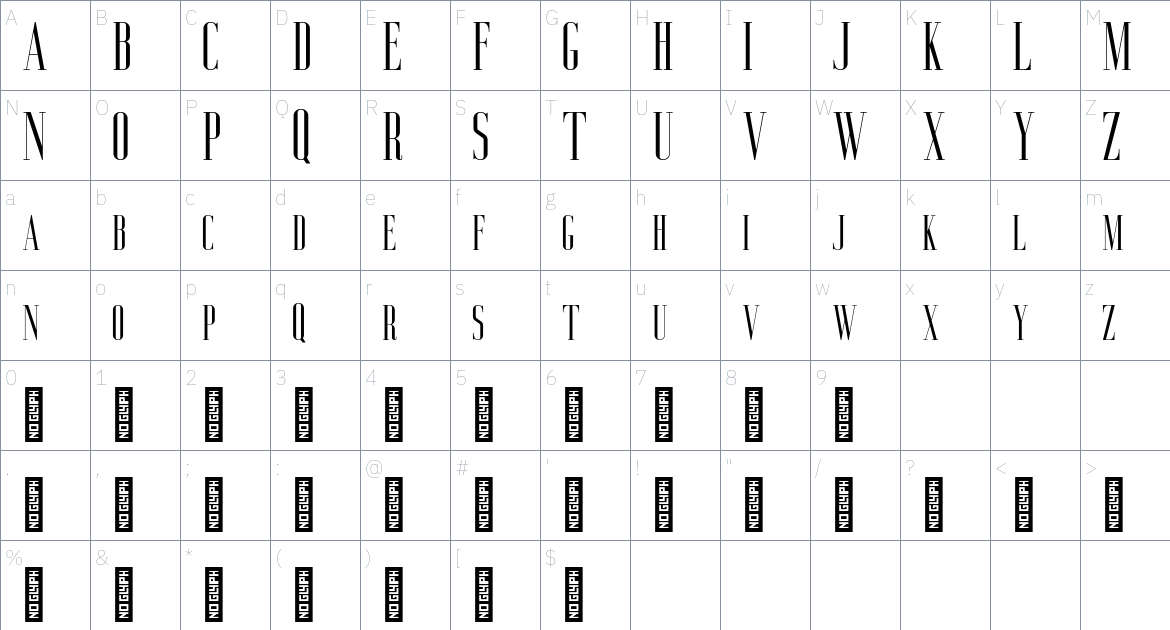 Aguero Serif font Character Map