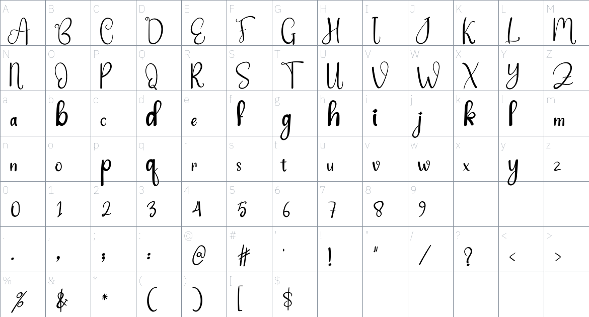 Beef Steak font Character Map