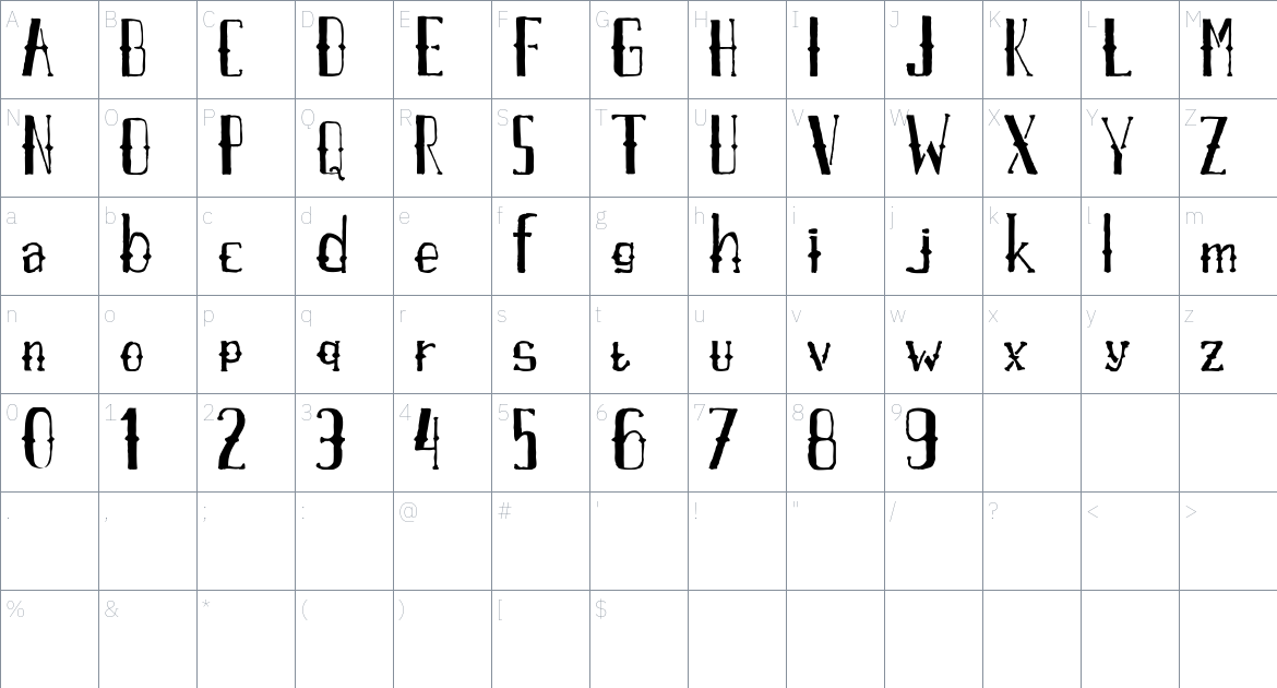 Airpena Font font Character Map