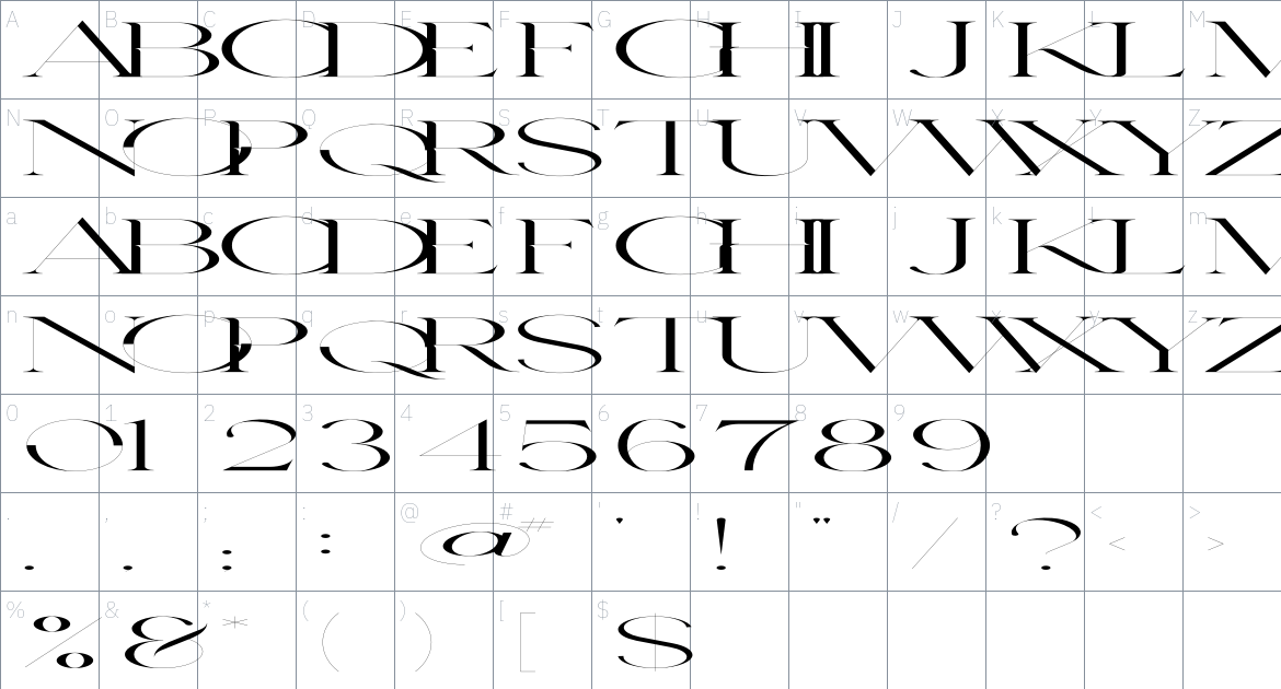 Asena font Character Map