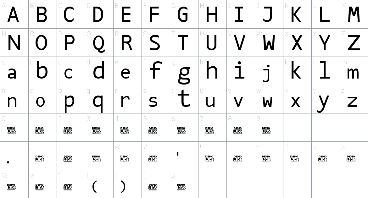 LJDS Sans font Character Map