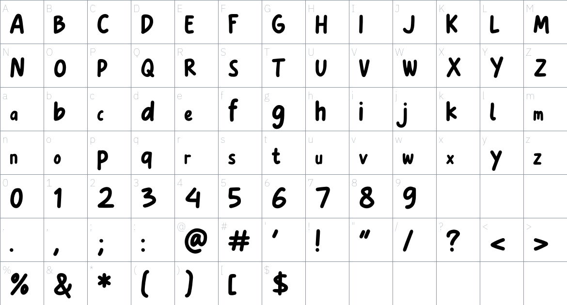 Ayamikan Font font Character Map