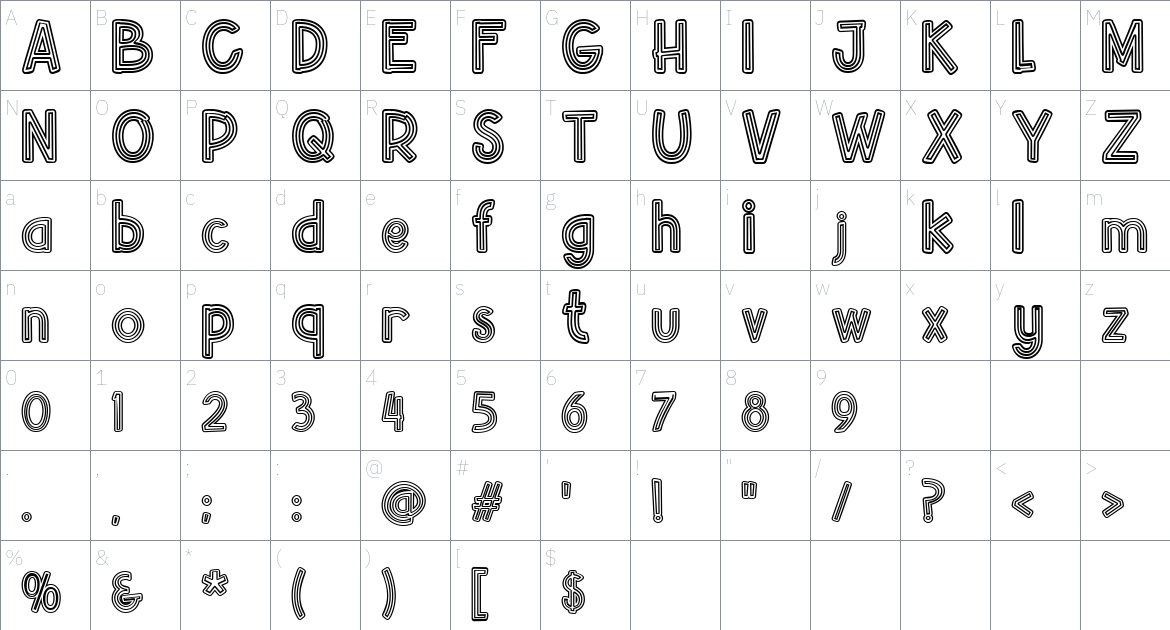 Beuna Line Font font Character Map