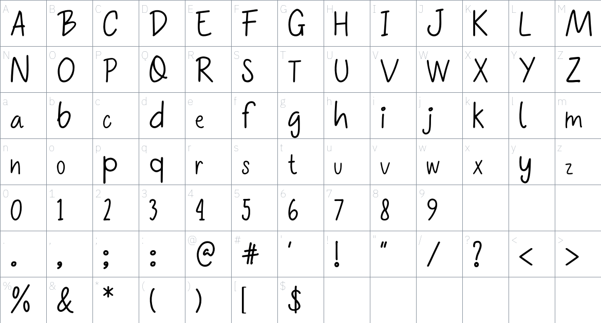 Mikuah Font font Character Map