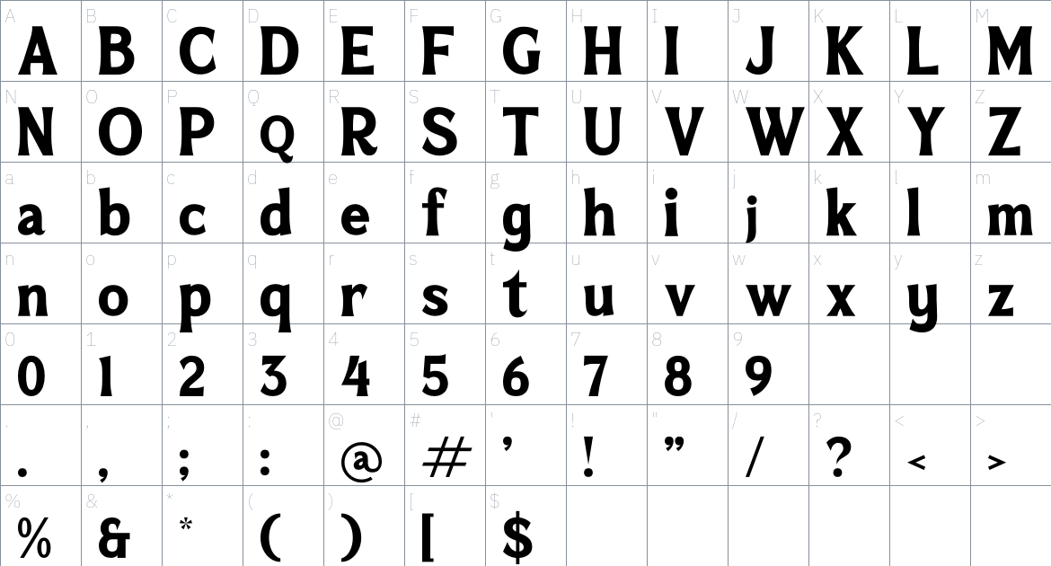 Mofeika font Character Map