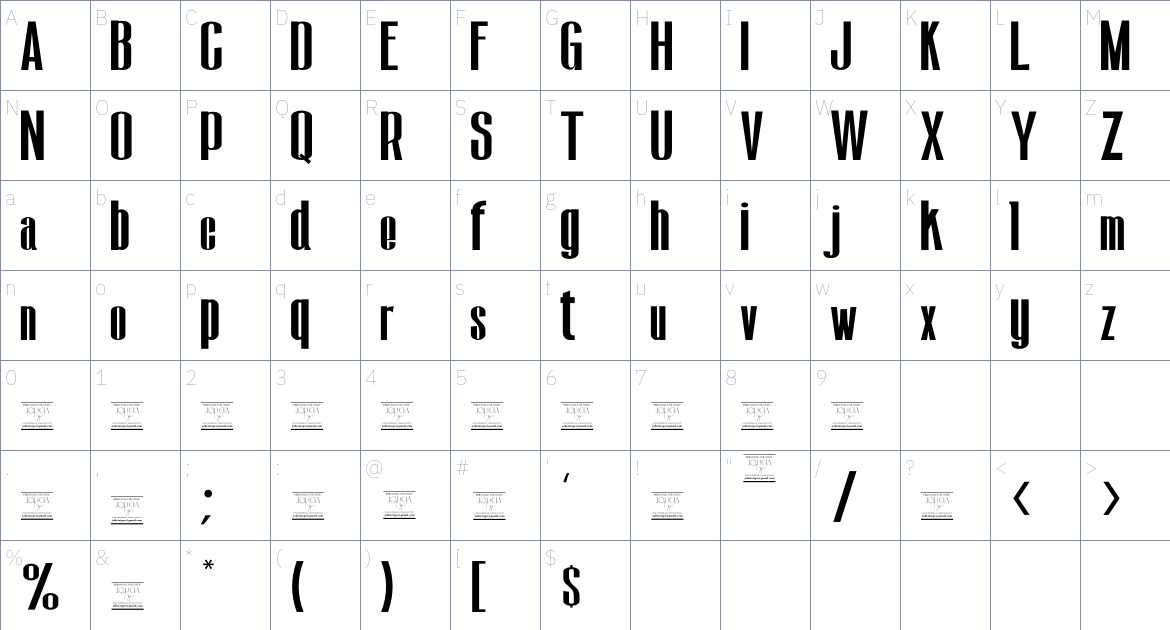 Floe font Character Map