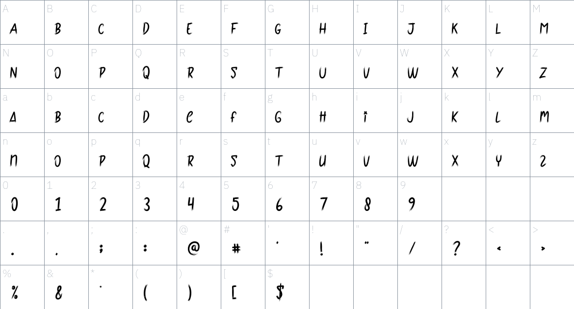 Death Rabbit font Character Map