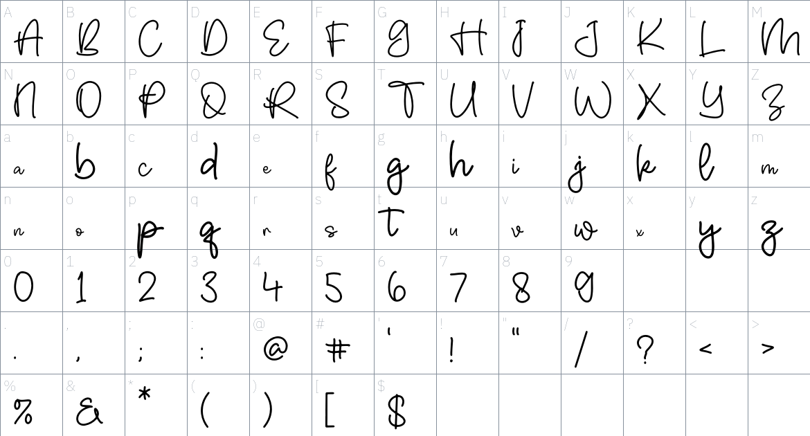 Airfield font Character Map