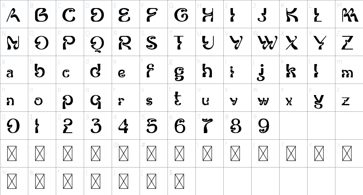 Kooltura Font font Character Map