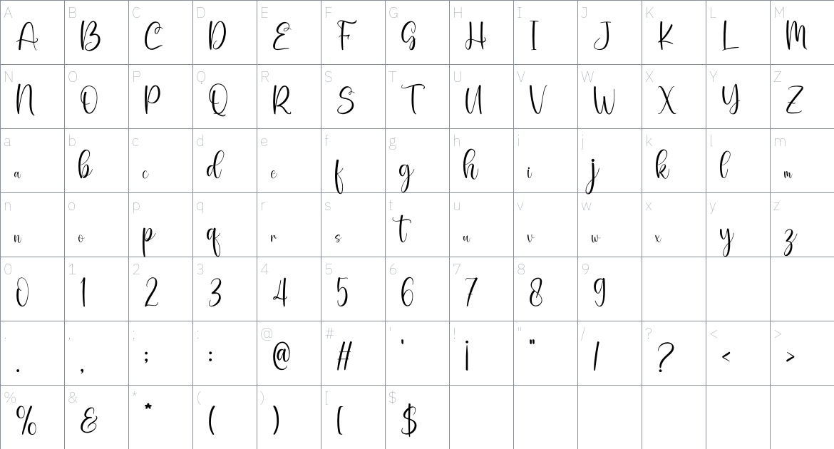 Chika font Character Map