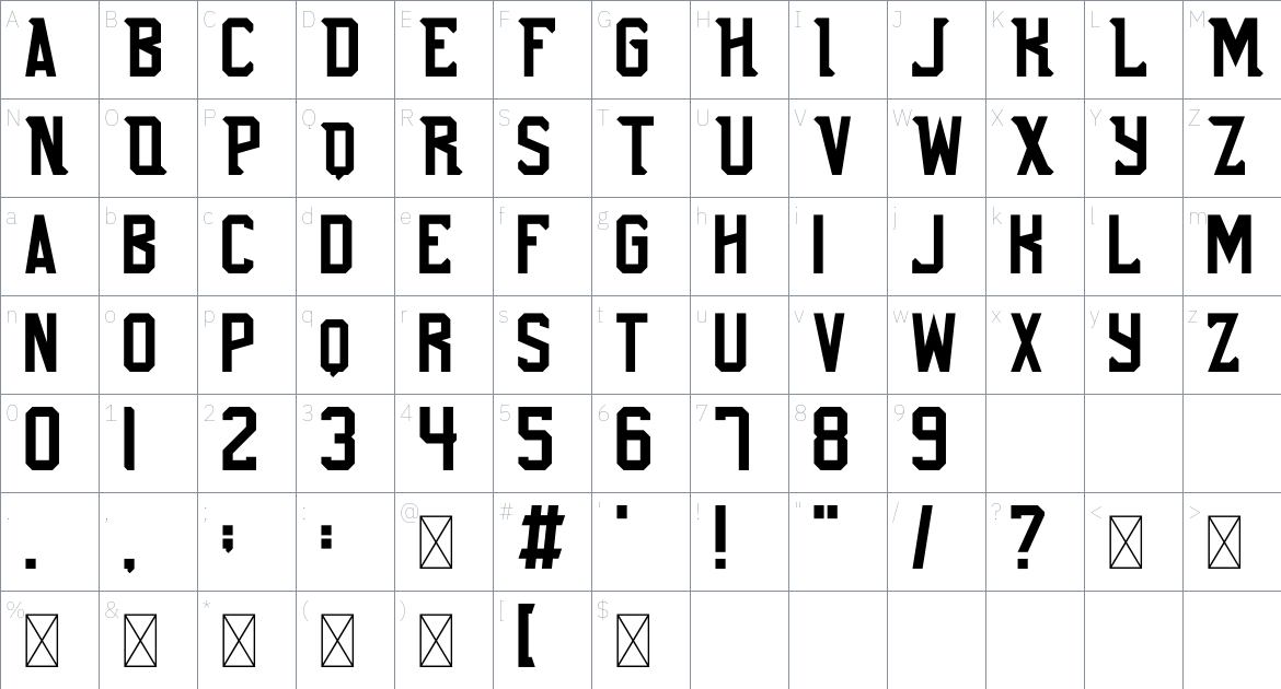 CNRGN Block V1 Font font Character Map