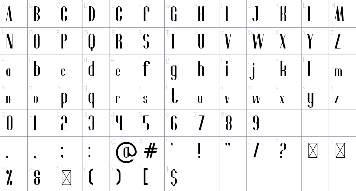 Joaqueen font Character Map