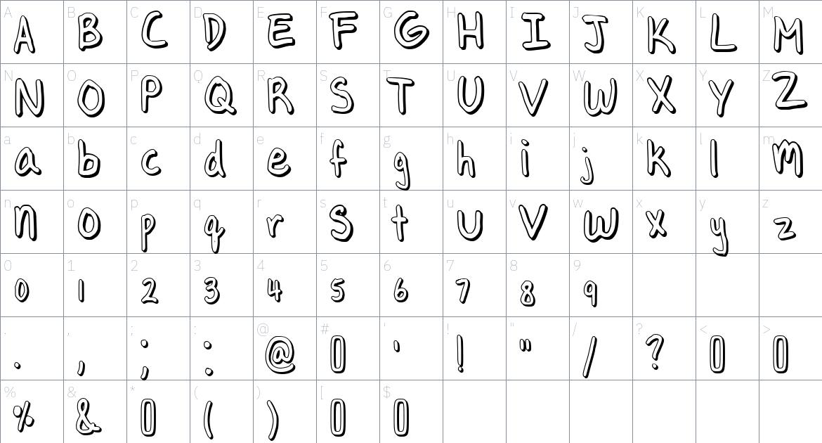 CDX Noodle Doodle Font font Character Map