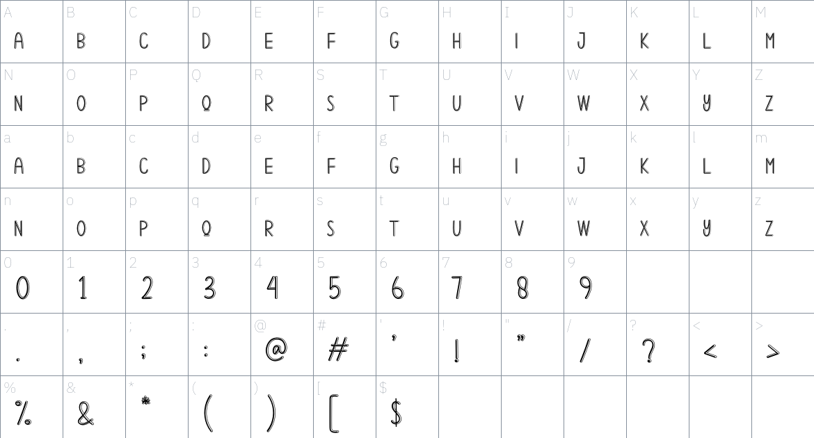 Alphabet font Character Map