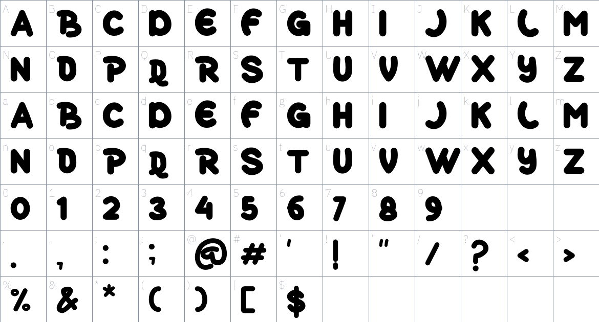 Ruiko font Character Map