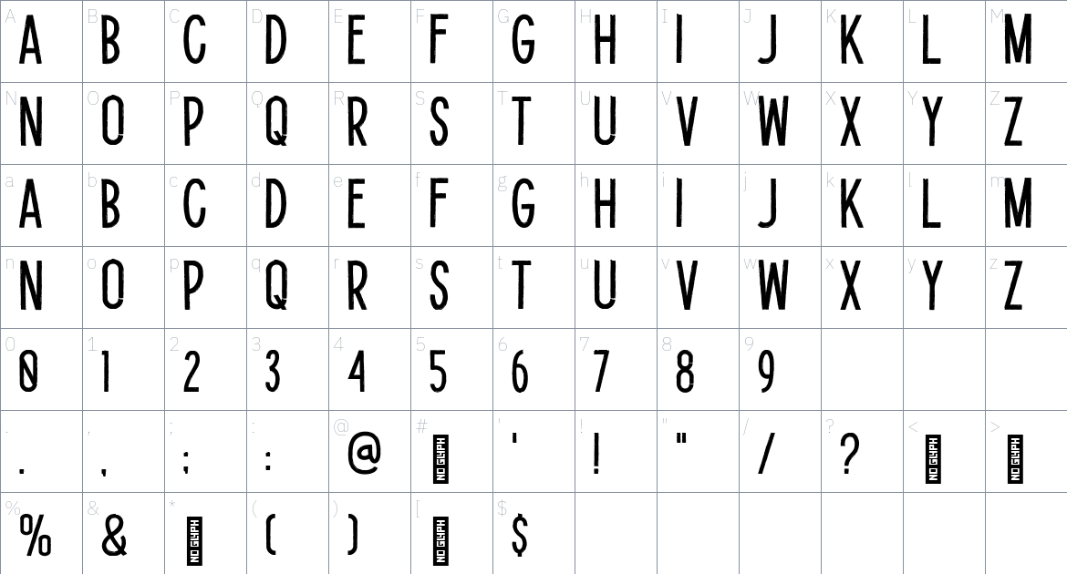 Potato Lite font Character Map