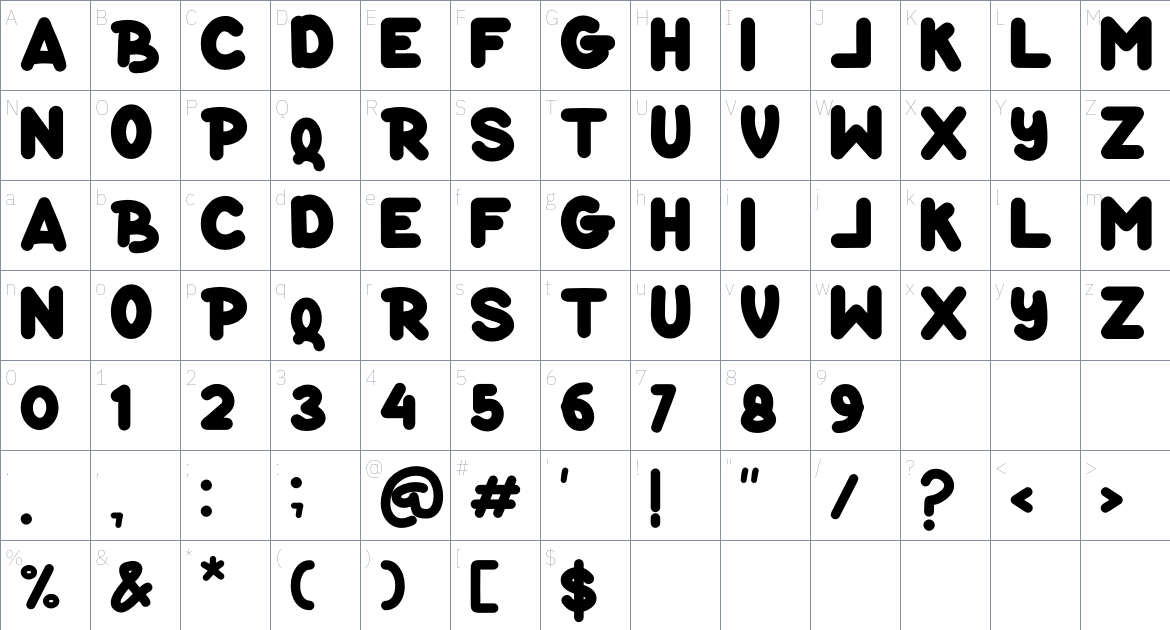 Lokui font Character Map