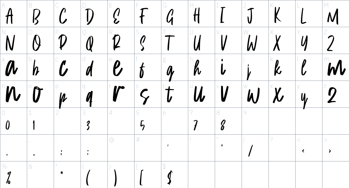 Cassella font Character Map