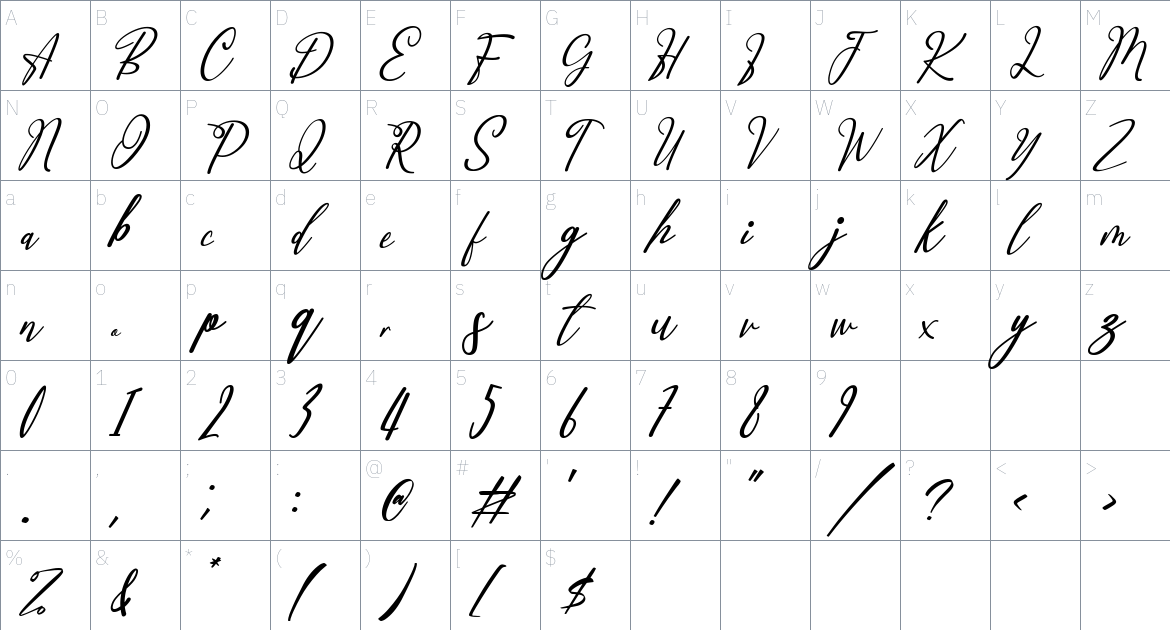 Interflow font Character Map