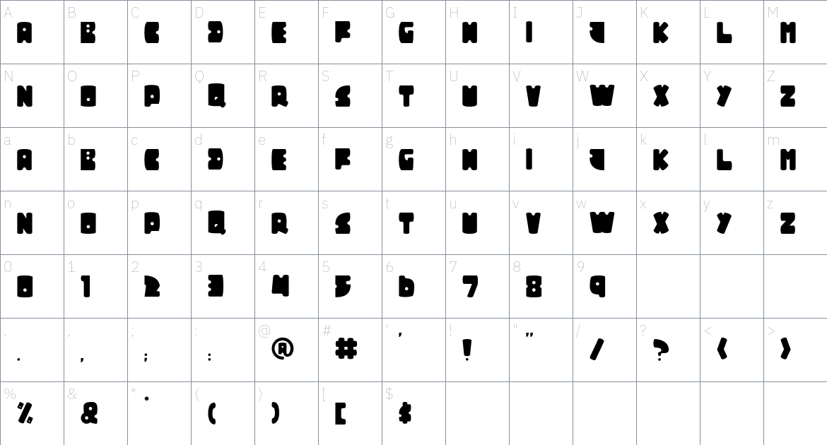 Platiipus Font font Character Map