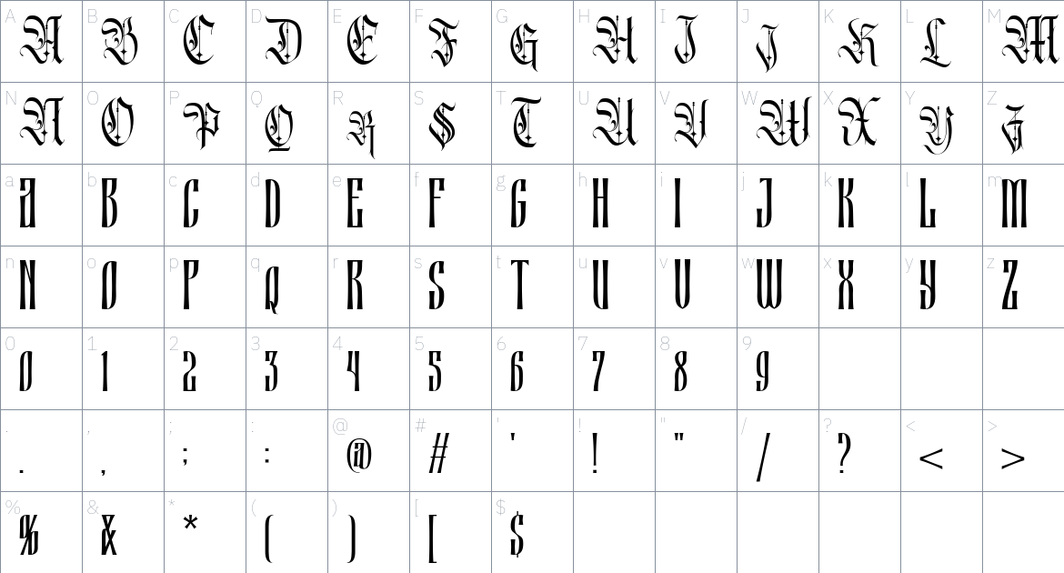 Runholdy Font font Character Map