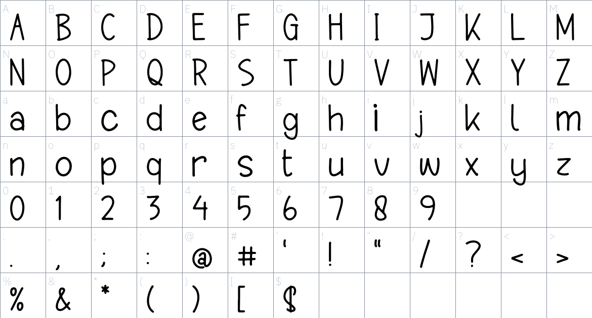 Absalom Hunter font Character Map