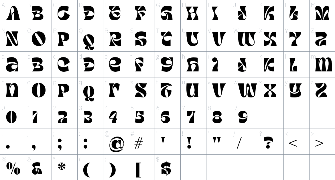 Tanamera Font font Character Map