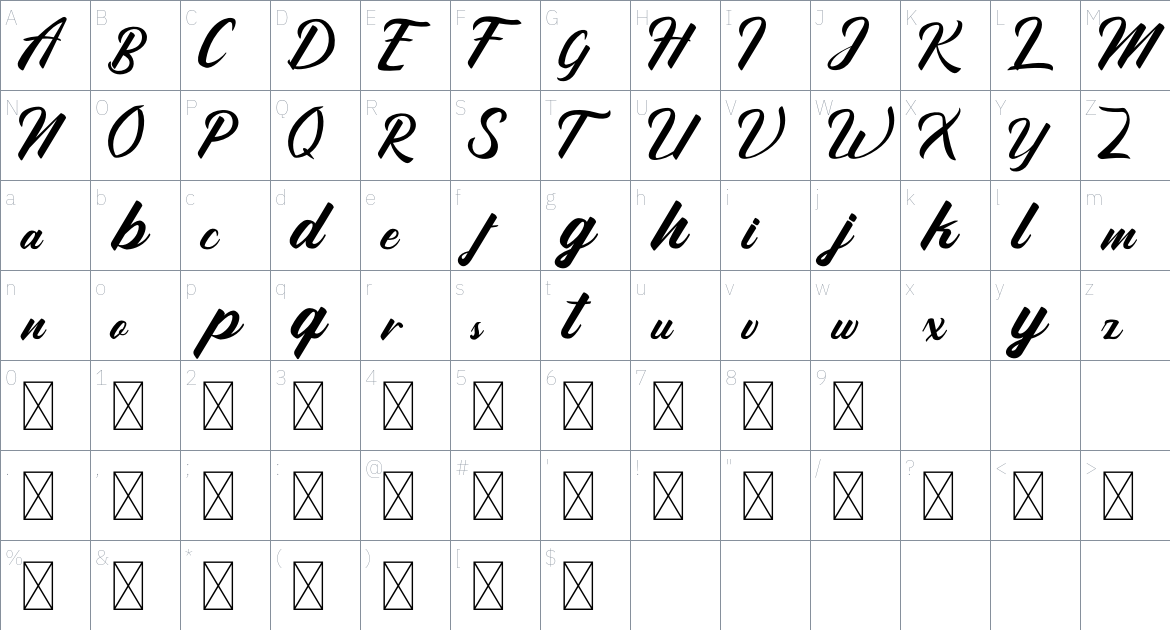 Aisha Font font Character Map